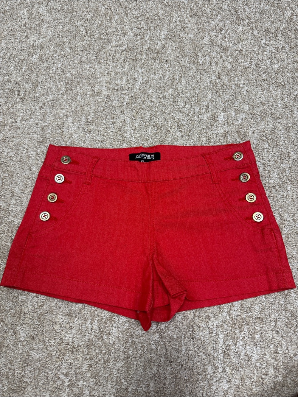 Forever 21 Red Button-Trim Women's Bermuda Shorts